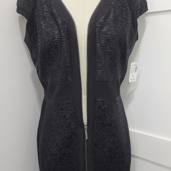 Dressbarn Women's Black Sleeve Front Zipper Mini Dress Size 12 - Picture 8 of 13